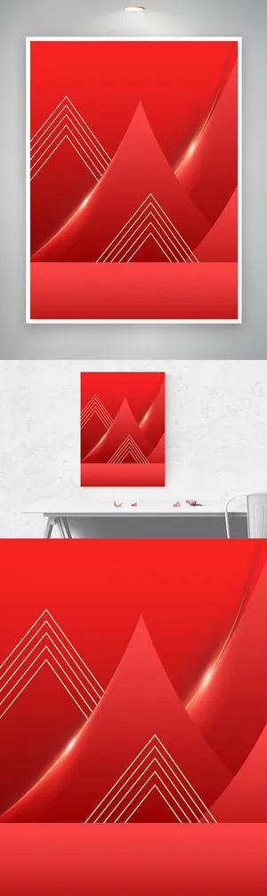 大红简约展板背景模板
