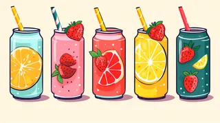 易拉罐水果汽水饮料卡通插画