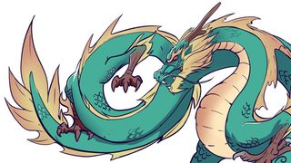 手绘国潮中国风神龙凤凰卡通形象插画装饰元素图案PSD设计素材