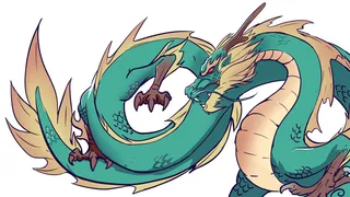 手绘国潮中国风神龙凤凰卡通形象插画装饰元素图案PSD设计素材