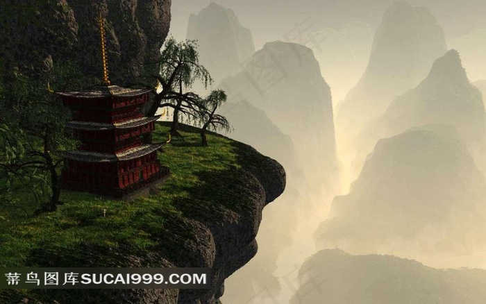 悬崖上的古代建筑