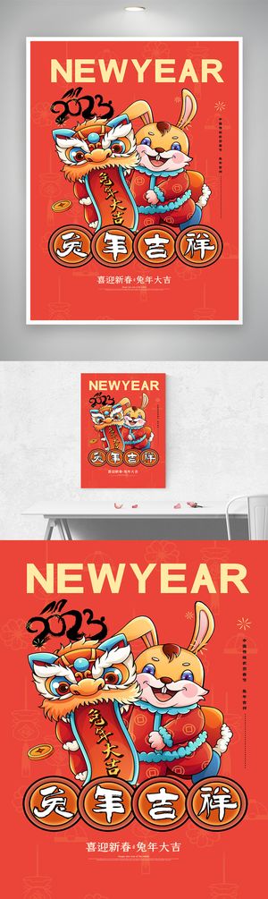 质感兔年春节活动模板