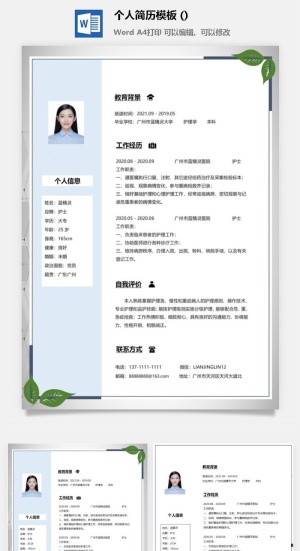个人求职简历模板预览图