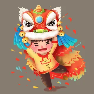 舞狮中秋节元素