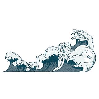 中国风国潮插画海浪波浪背景装饰浪花图案元素