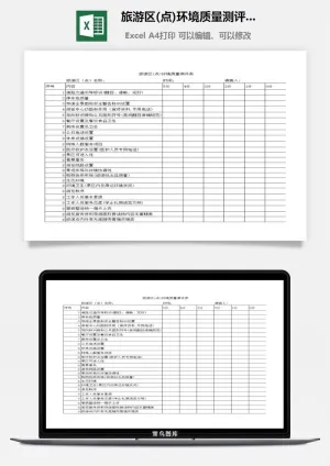 旅游区(点)环境质量测评表excel模板