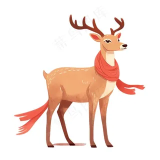 圣诞驯鹿麋鹿动物卡通插画免抠