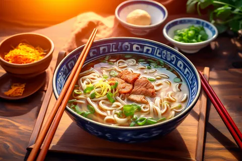 美味的牛肉拉面美食摄影图