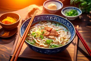 美味的牛肉拉面美食摄影图