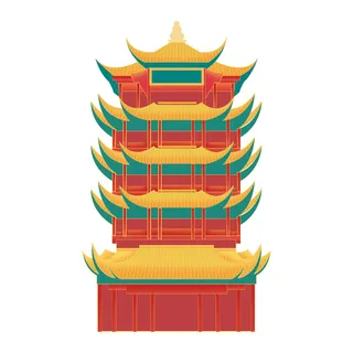 复古中国风国潮古建筑插画手绘高楼古塔PSD素材亭子png免抠图 复古中国风国潮古建筑插画手绘高楼古塔PSD素材亭子png免抠图