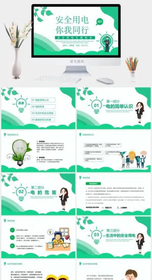 安全用电PPT宣传模板预览图