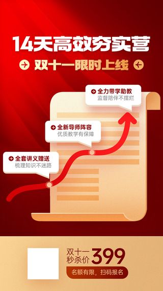 双十一职业教育课程招生促销手机海报