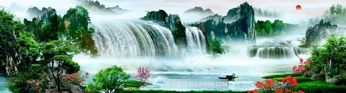 旭日东升山水画