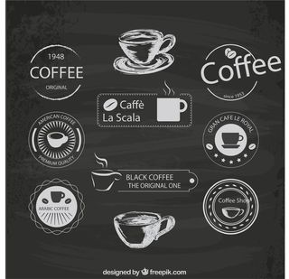 免抠粉笔绘咖啡标签