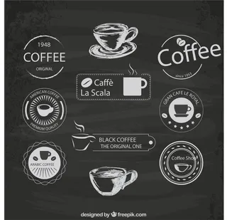 免抠粉笔绘咖啡标签