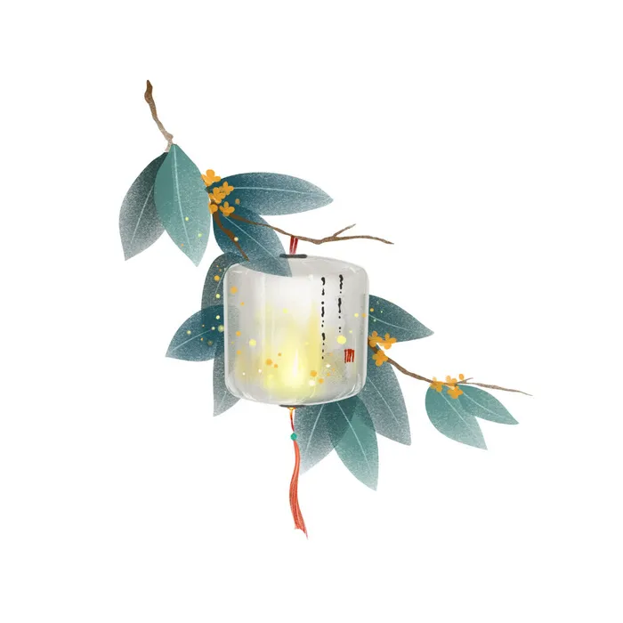 中秋节手绘中元节荷花灯素材