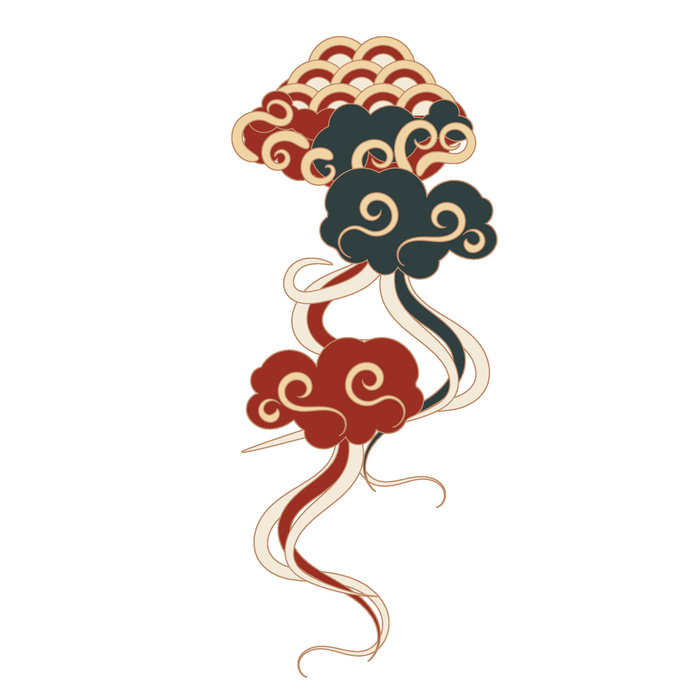 中国风中式国潮敦煌云纹祥云插画图案云朵云彩元素PSDAI设计素材