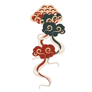 中国风中式国潮敦煌云纹祥云插画图案云朵云彩元素PSDAI设计素材