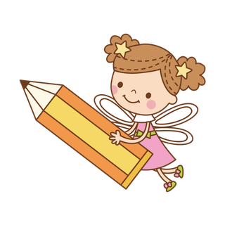 手绘翅膀女孩铅笔