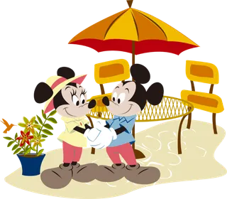 米奇和米妮握手