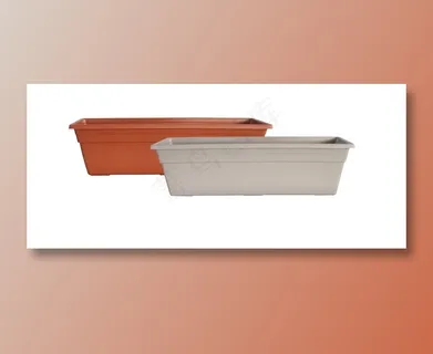 塑料灰色和土红色花盆