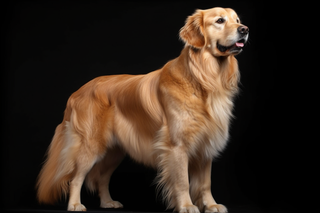 一只赛级金毛宠物狗黑色背景摄影图