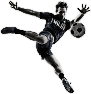 足球运动员踢球射门免抠