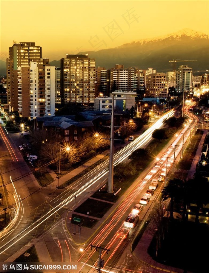 繁华都市夜景之城市道路