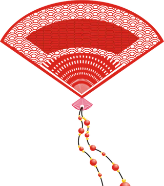 红色扇子节日装饰