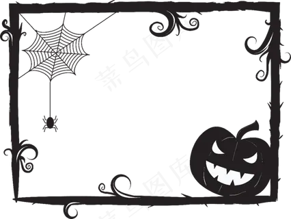 万圣节边框南瓜蜘蛛元素节日边框
