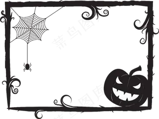 万圣节边框南瓜蜘蛛元素节日边框