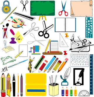卡通文具背景图简笔画少儿兴趣班素材