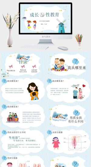 性教育PPT模板预览图