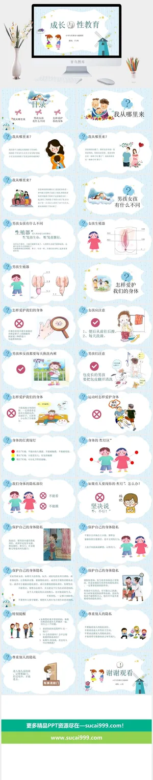 性教育PPT模板预览图