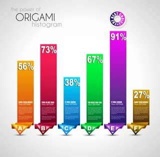 免抠彩色折纸样式标签