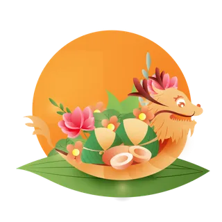 端午节粽子龙舟假日免扣元素