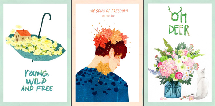 手绘浪漫花卉装饰画