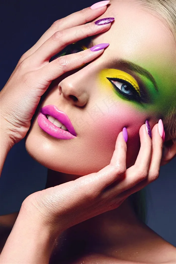 时尚多彩美妆模特高清图片
