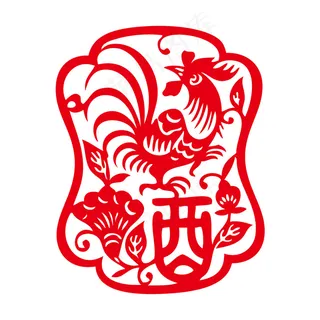 鸡剪纸 剪纸风元素