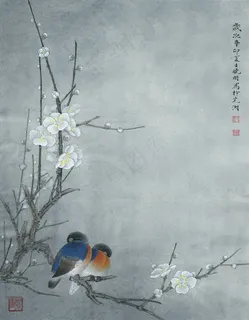 梅花小鸟工笔画 梅花小鸟工笔画