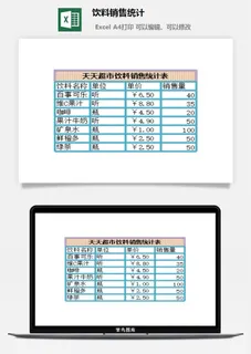 饮料销售统计excel模板 饮料销售统计excel模板
