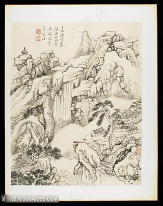 清代画家王宸山水册页西山寒溪图国画图片