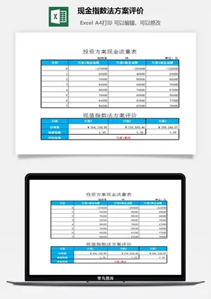 现金指数法方案评价excel模板