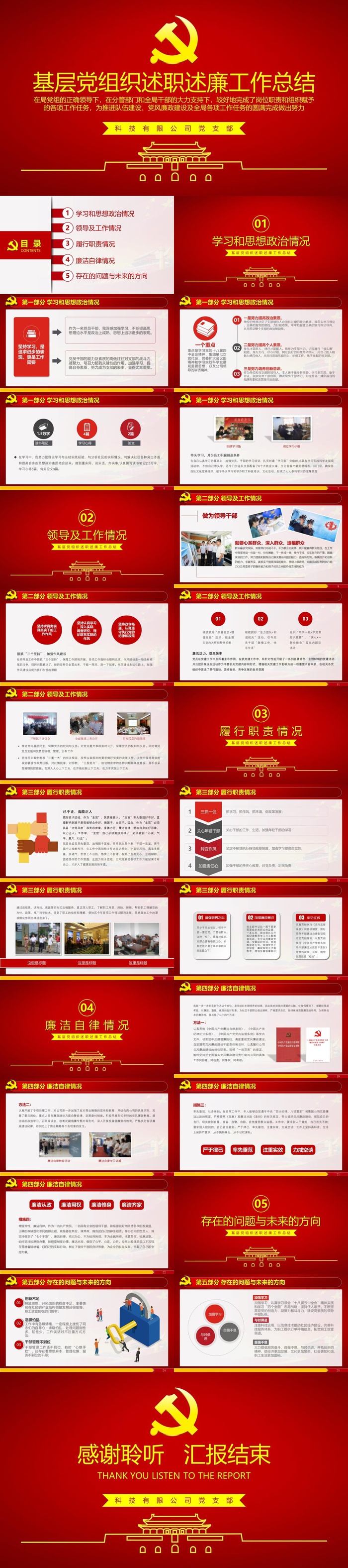 基层党组织述职述廉年终工作总结PPT模板