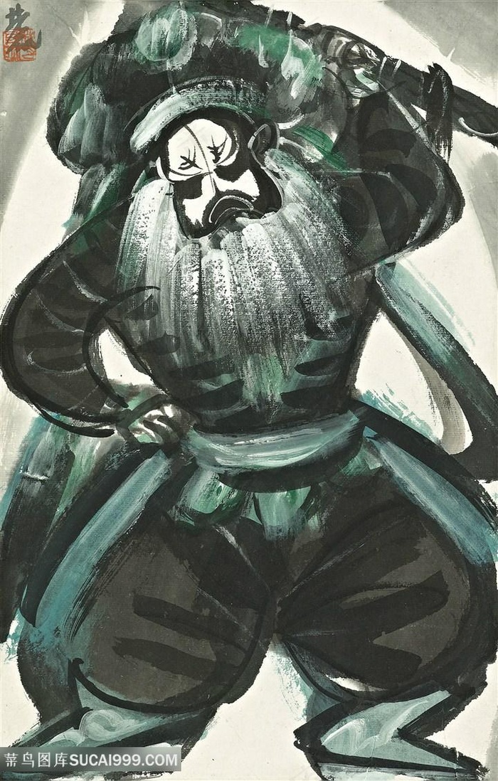 林风眠油画戏曲胡须男装饰画