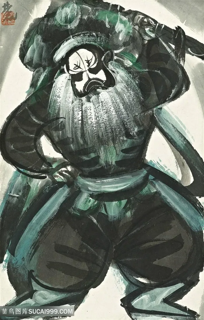 林风眠油画戏曲胡须男装饰画