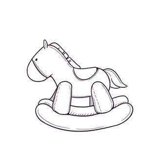 木马玩具剪贴画儿童节幼儿园卡通插画