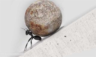 压力背景石头下的蚂蚁