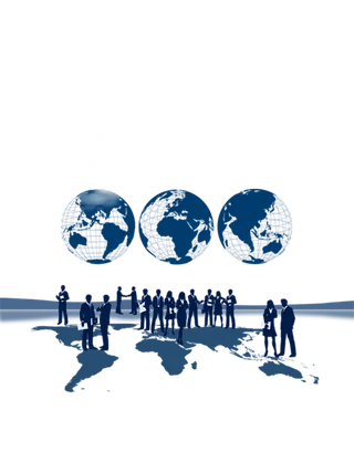 蓝色商务人物地球科技kv主视觉素材