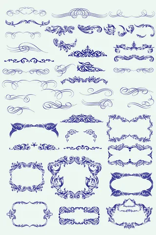 AI矢量欧式花纹边框